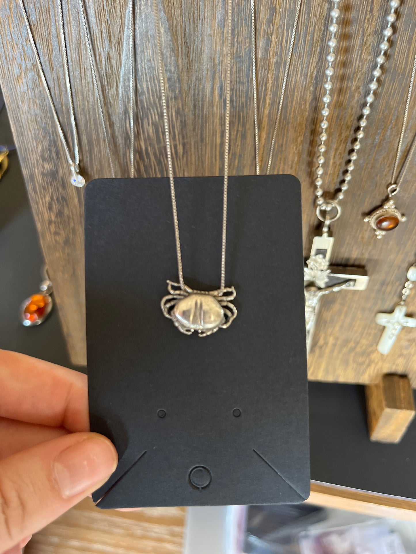 Sterling Silver Crab Pendant Necklace on Sterling Silver Chain