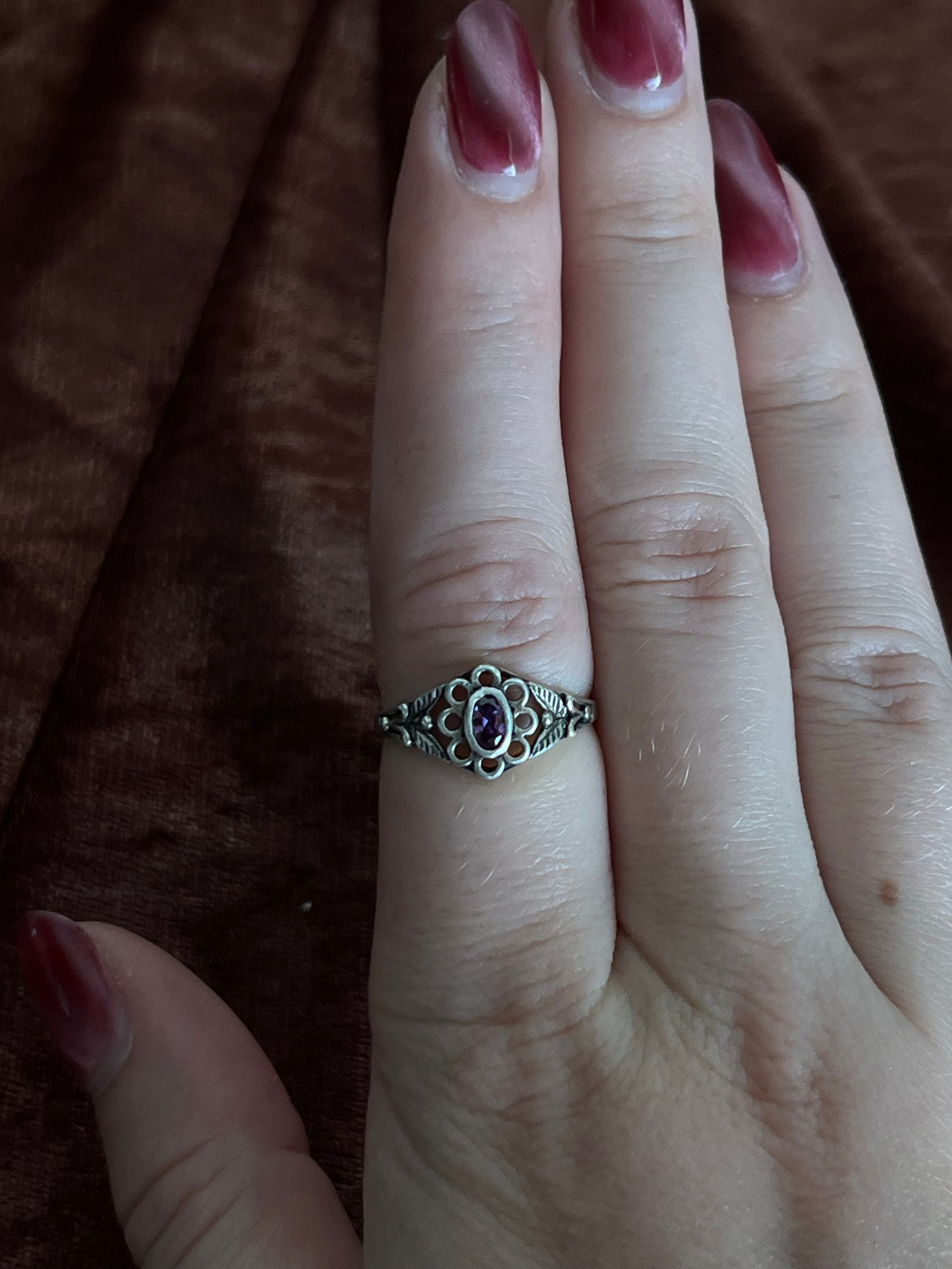 Amethyst Sterling Silver Filigree Ring