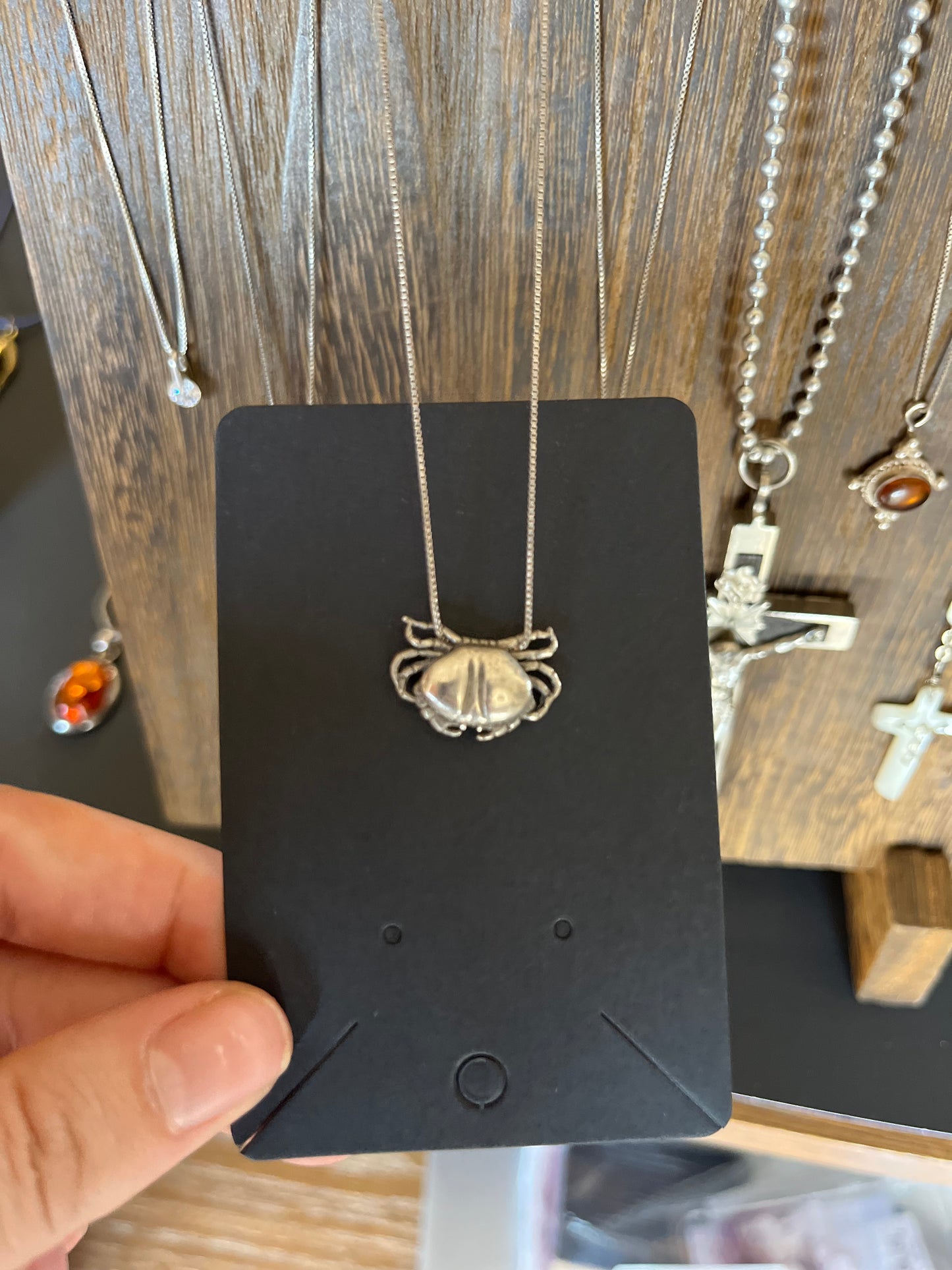 Sterling Silver Crab Pendant Necklace on Sterling Silver Chain