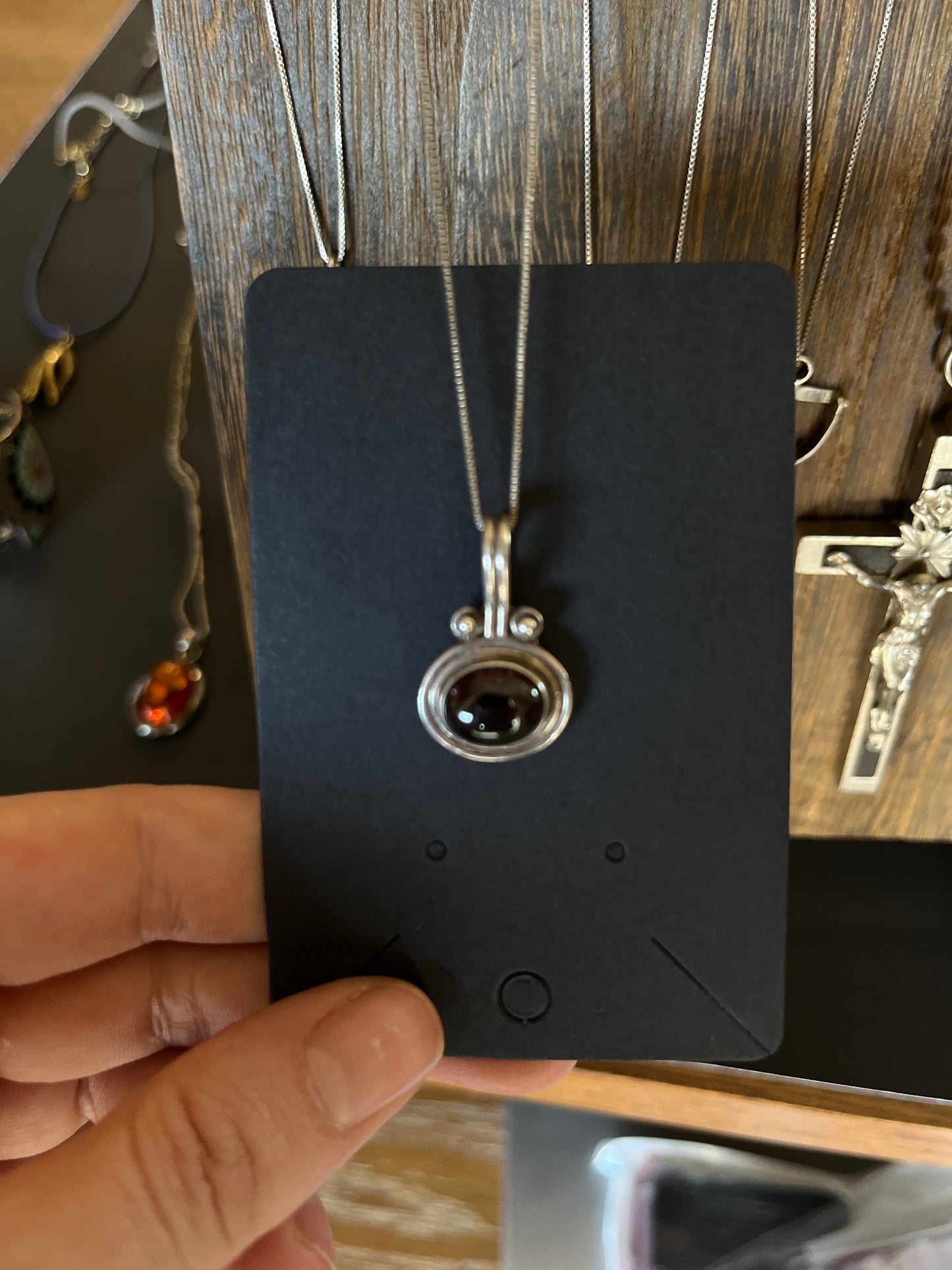 Sterling Silver Pendant with Deep Red Stone