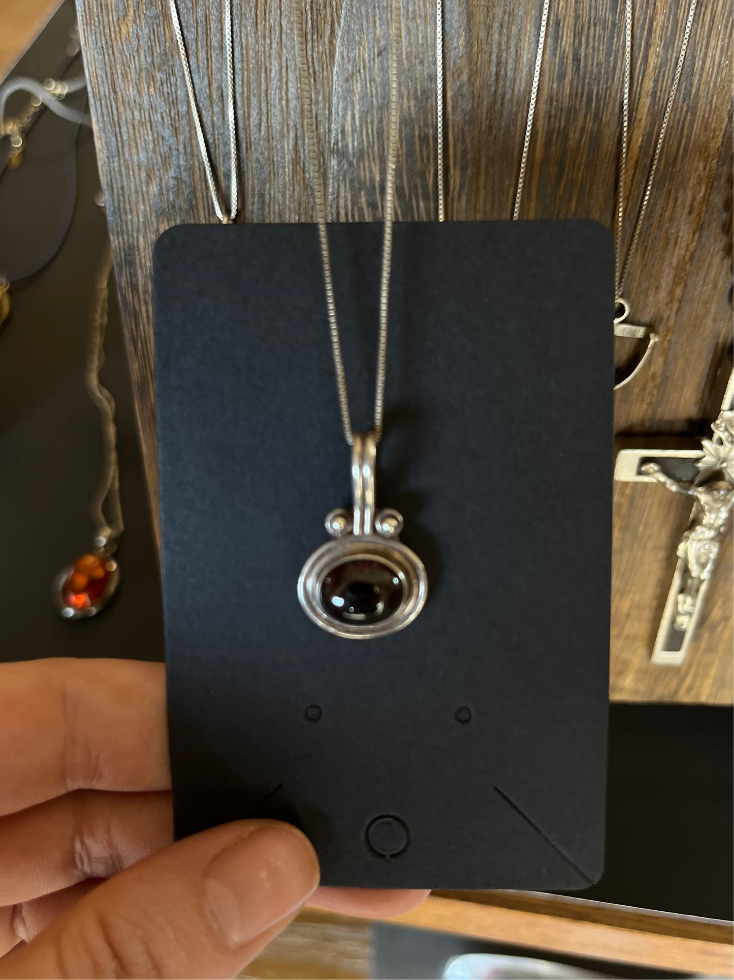 Sterling Silver Pendant with Deep Red Stone