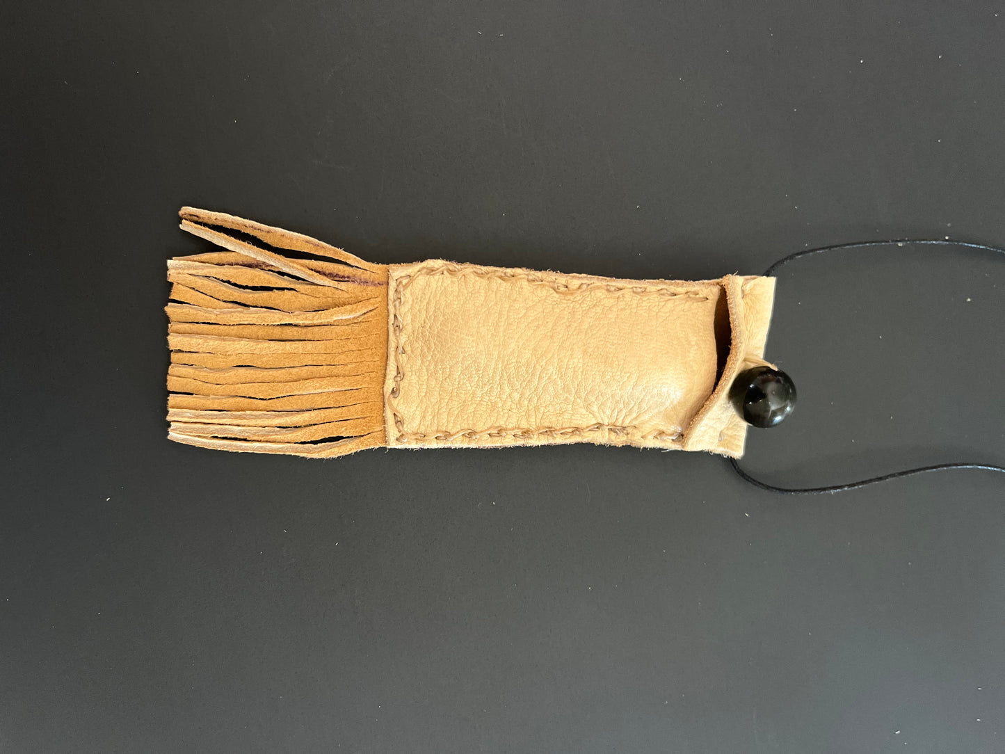 Elk Hide Talisman Fringe Corded Crossbody Pouches