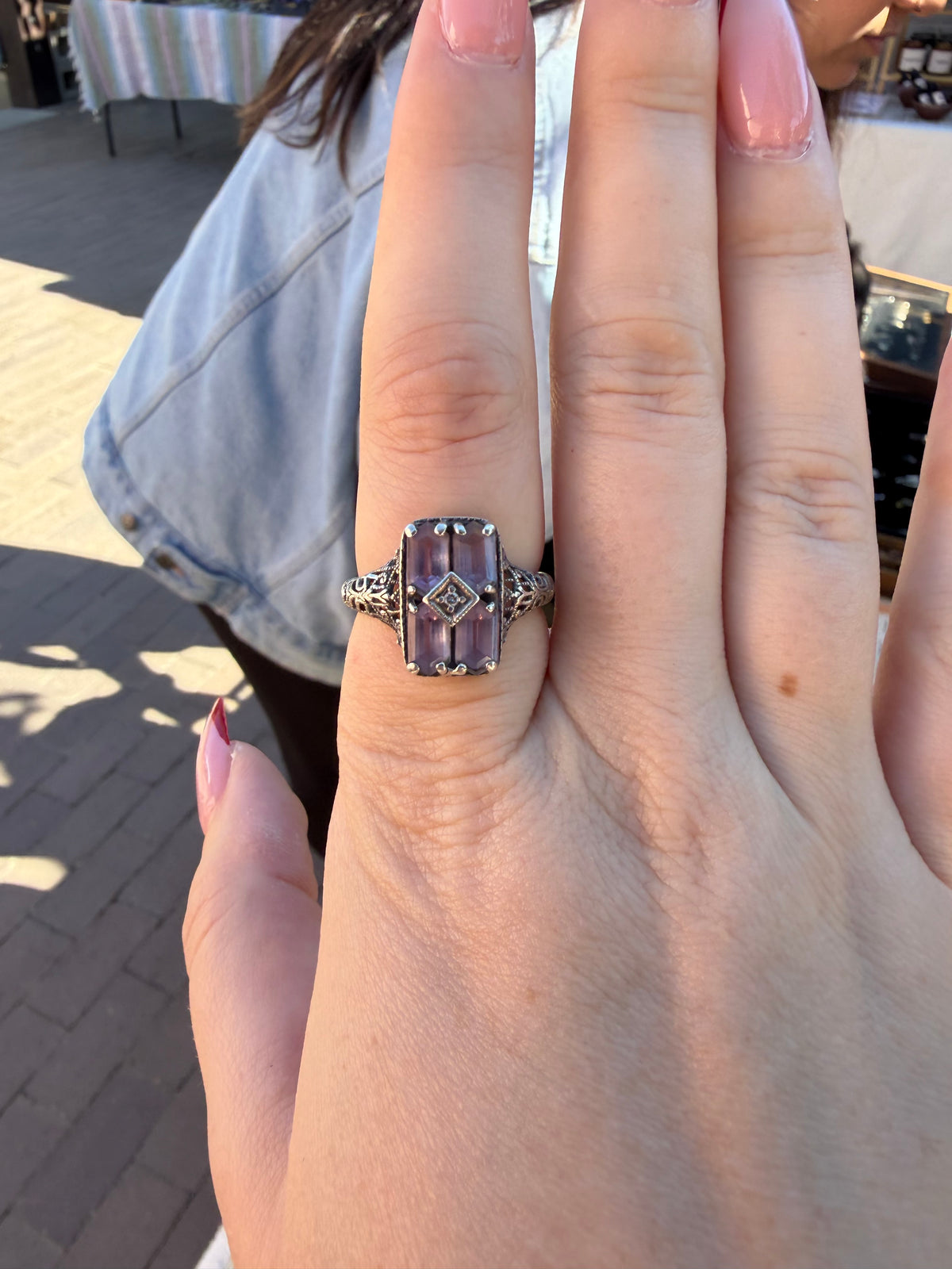 Sterling Silver Art Deco Amethyst Ring
