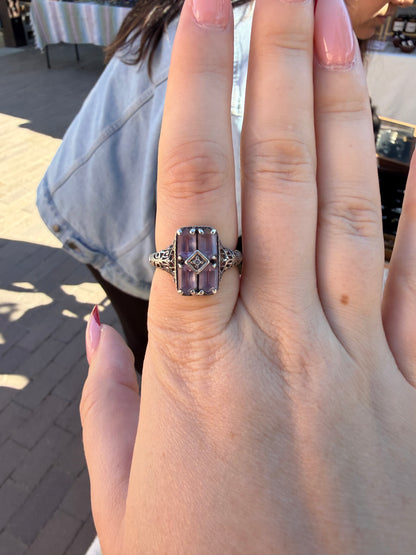 Sterling Silver Art Deco Amethyst Ring