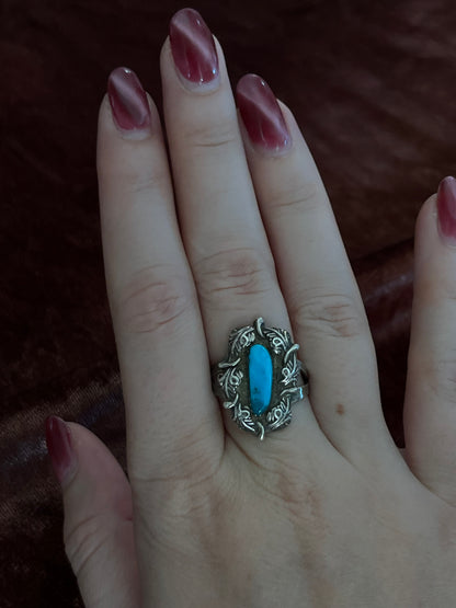 Navajo Sterling Silver Filigree Turquoise Ring