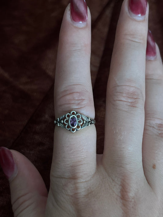 Amethyst Sterling Silver Filigree Ring
