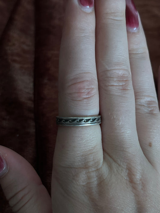 Sterling Silver Wave Engraved Ring