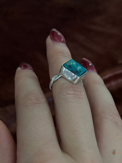 Turquoise Sterling Silver Braided Band Ring