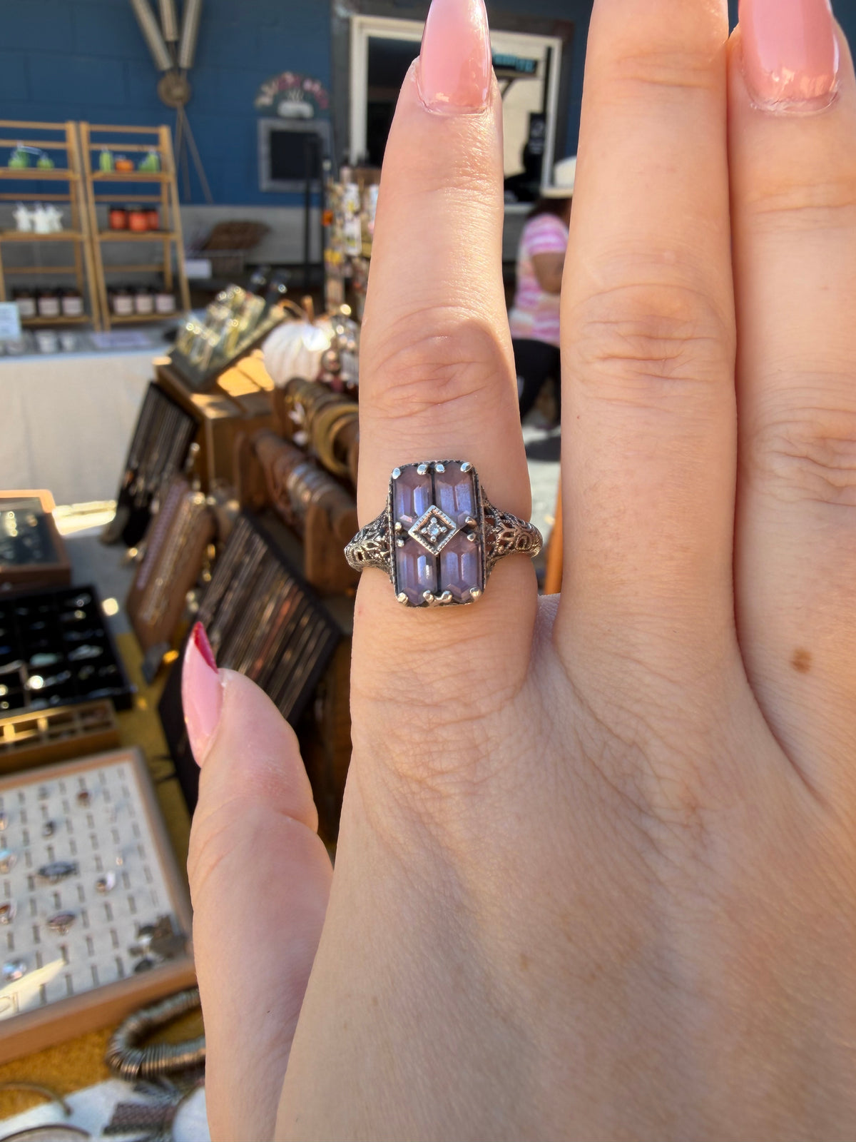 Sterling Silver Art Deco Amethyst Ring
