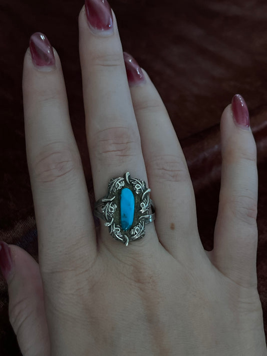 Navajo Sterling Silver Filigree Turquoise Ring
