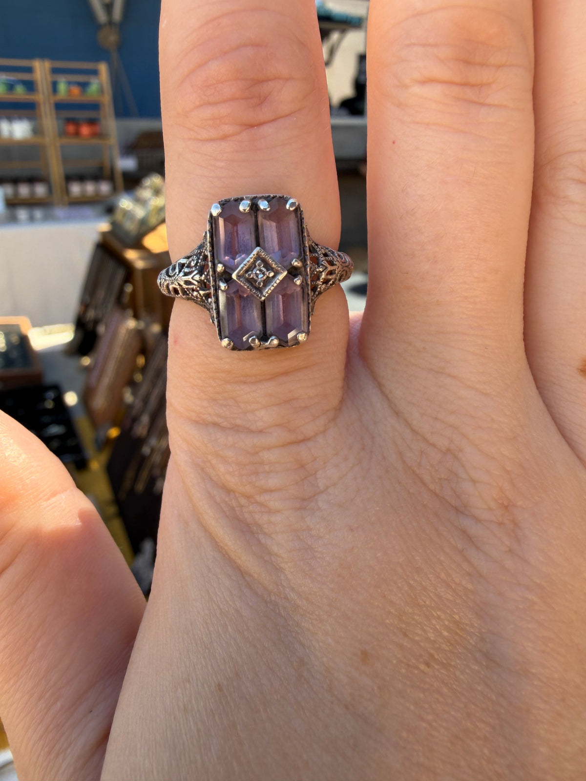 Sterling Silver Art Deco Amethyst Ring