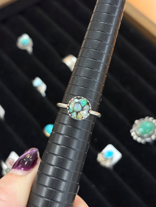 Australian Opal Mosaic Sterling Silver Ring