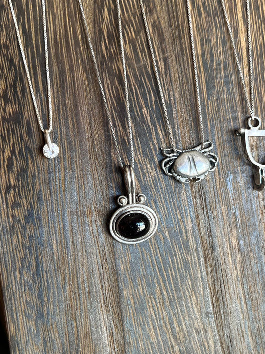 Sterling Silver Pendant with Deep Red Stone