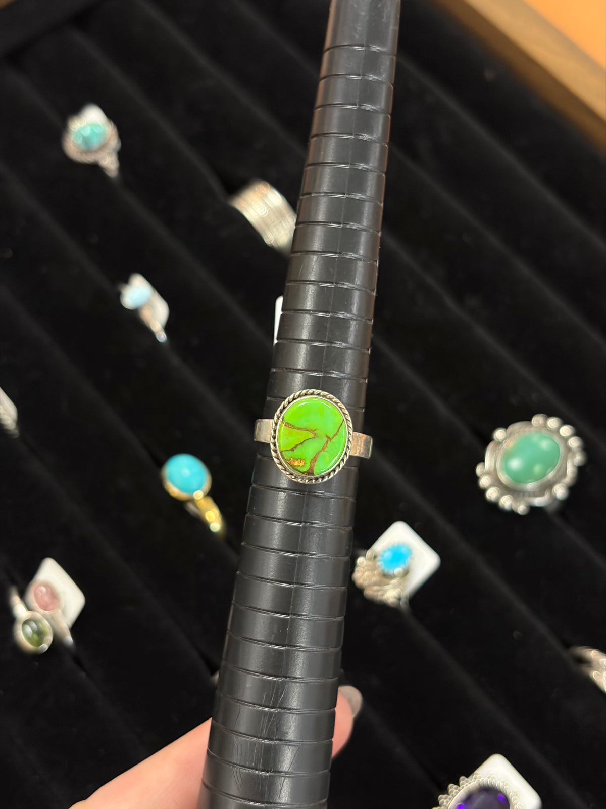 Green Turquoise Sterling Silver Ring