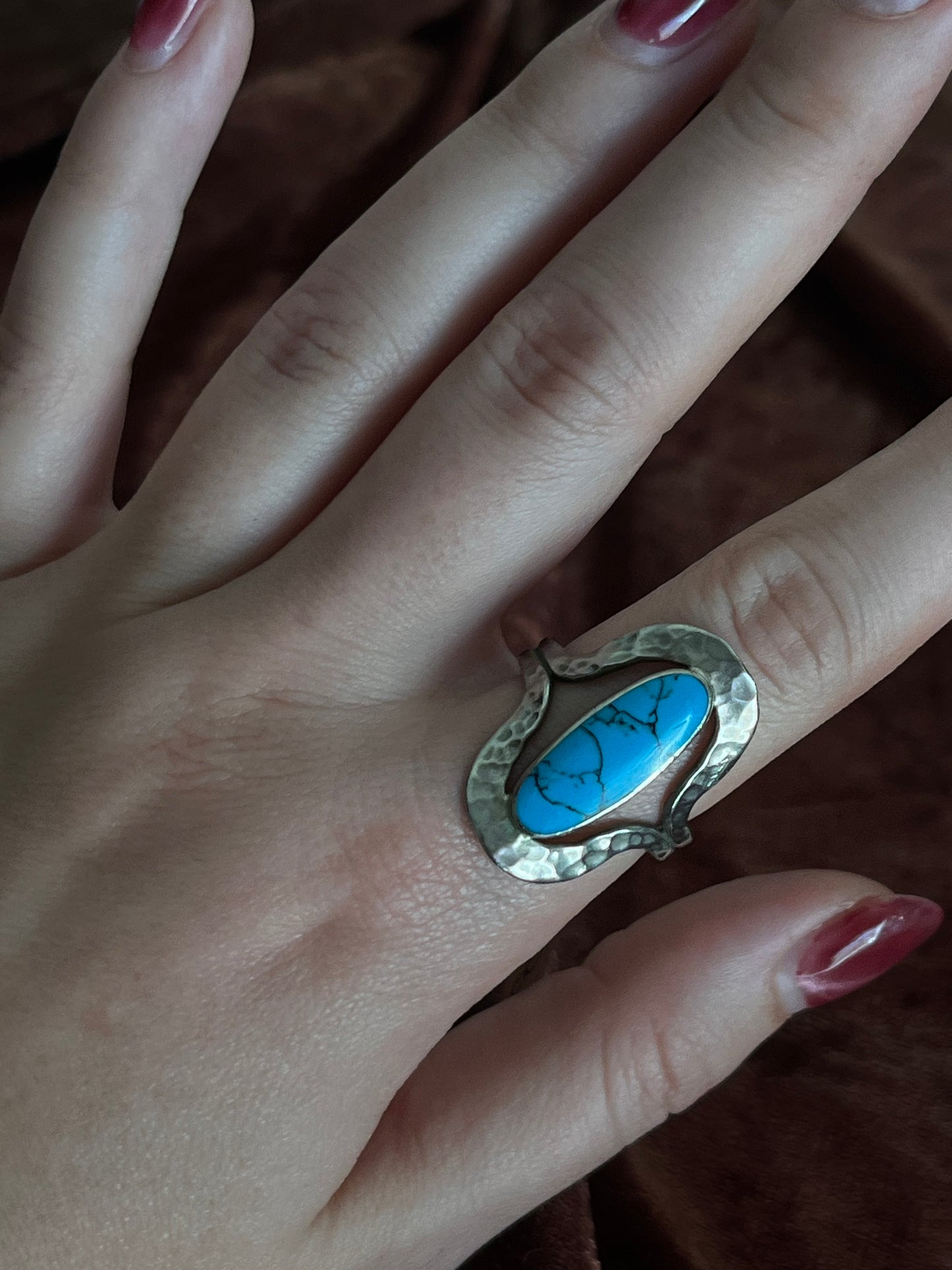 Turquoise Sterling Silver Hammered Ring