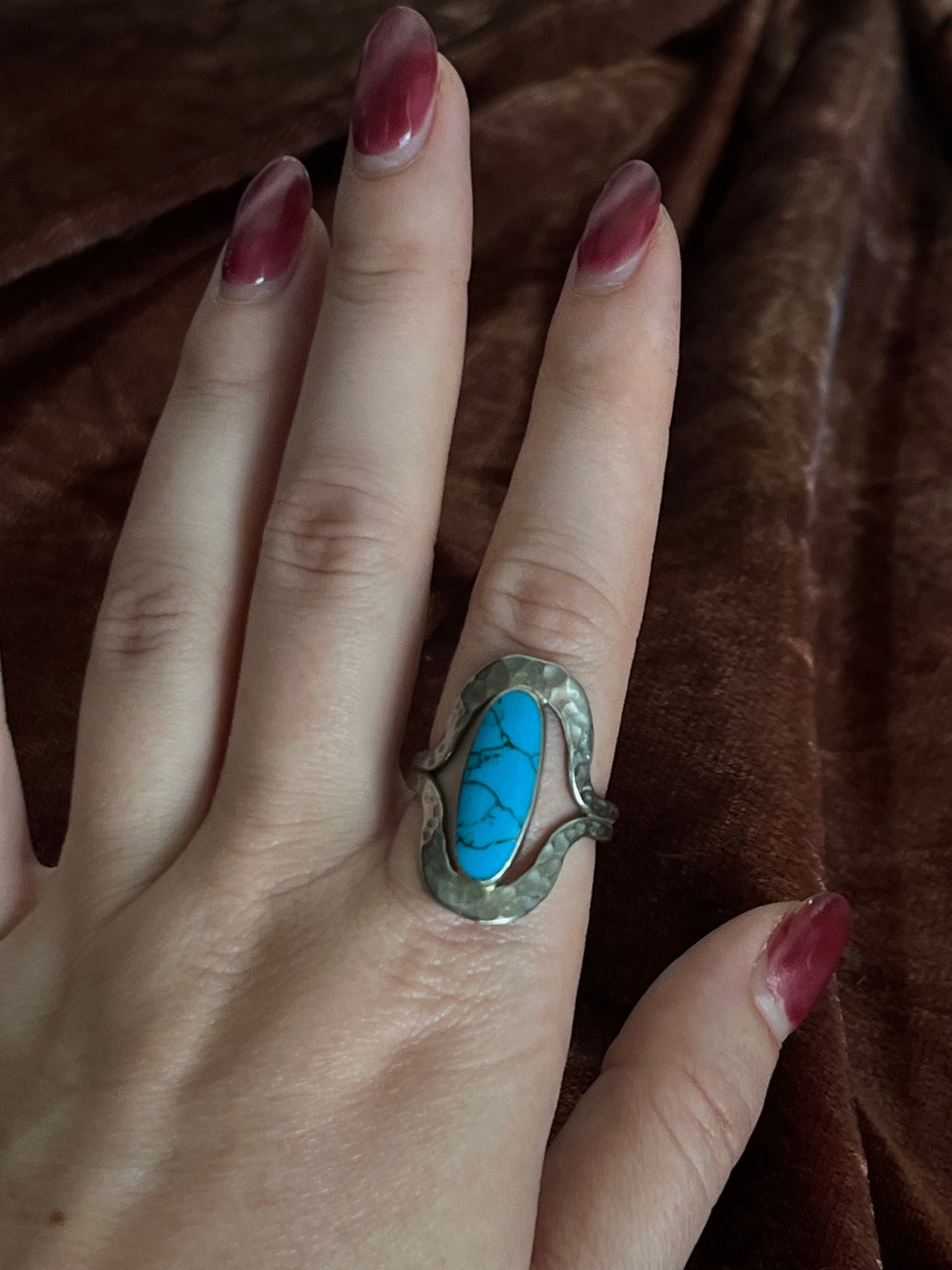 Turquoise Sterling Silver Hammered Ring